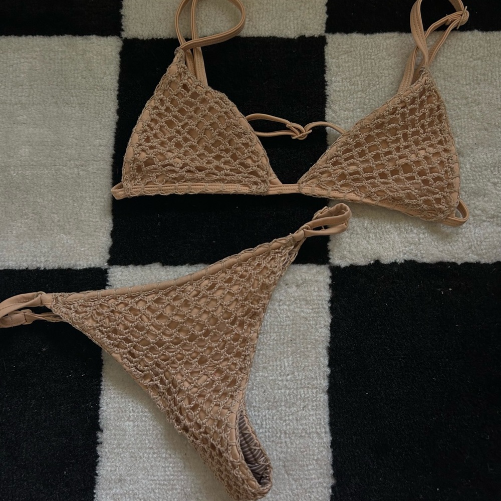 acacia crochet tan set<3